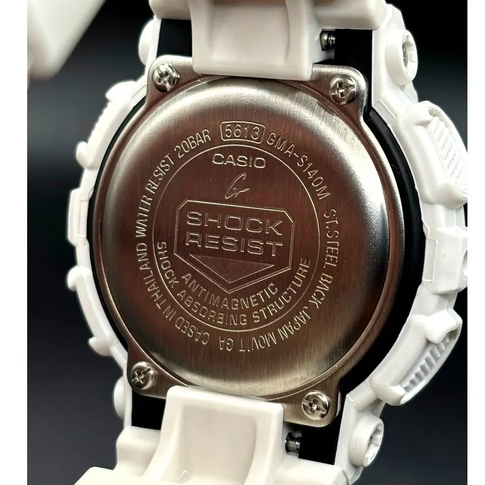 Casio G-Shock GMA-S140M-7A White Rose Gold Analog Digital Women's Watch NIB
